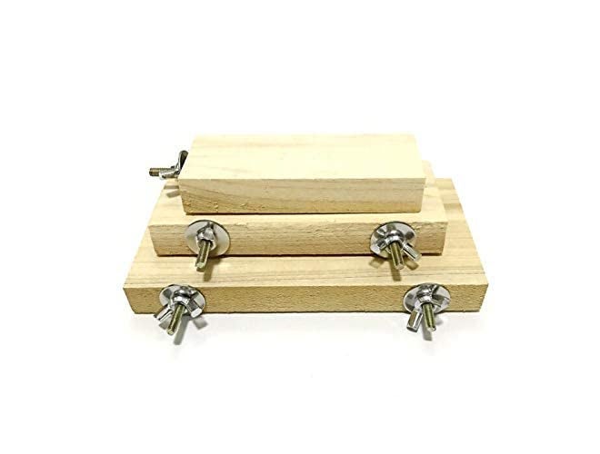 Sage Square Playful Natural Wood Cage Stairs, Climbing, Exercise Platform for Hamster, Birds, Gerbill, Hedgehog, Rat, Mice (Set of 3) - Image 1