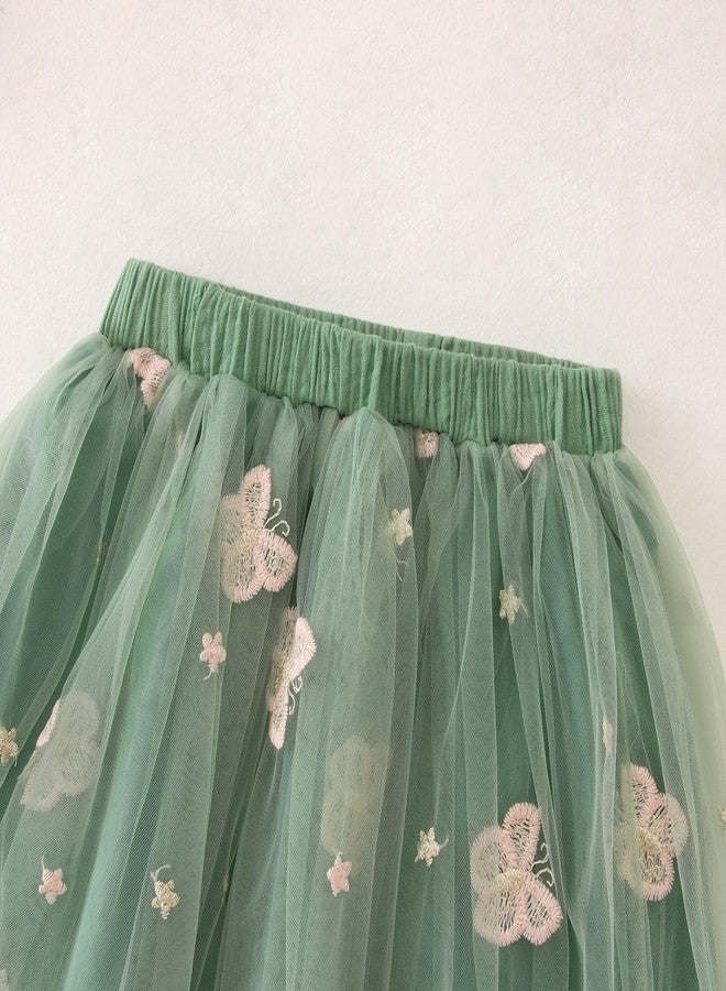 KEKEMI Toddler Girl Birthday Outfits 2nd 3rd 4th 5th 6th 7th Birthday Embroidery Shirt B-Day Tutu Skirt Set Cake Smash Outfit(Green-2,5T) - Image 2