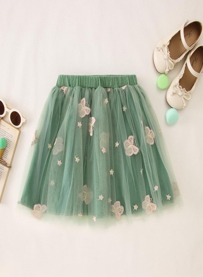 KEKEMI Toddler Girl Birthday Outfits 2nd 3rd 4th 5th 6th 7th Birthday Embroidery Shirt B-Day Tutu Skirt Set Cake Smash Outfit(Green-2,5T) - Image 3