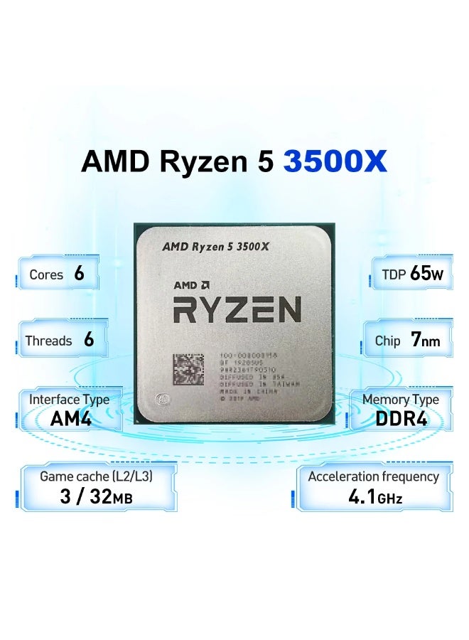 AMD Ryzen 5 3500X 3.6GHz 6-Core 6-Thread R5 3500X Socket AM4 7NM L3=32M Processor 65W DDR4 No Fan - Image 1