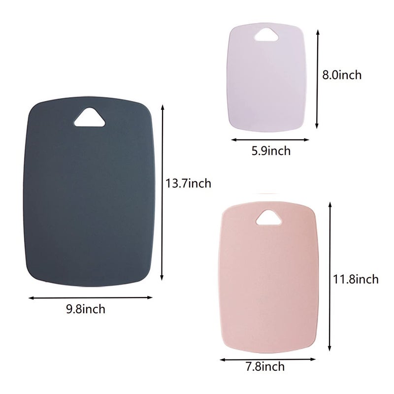 BanYakong Cutting Boards for Kitchen,Plastic Cutting Board Set of 3, Thick Chopping Boards for Meat, Veggies, Fruits, with Easy Grip Handle,Dishwasher Safe (Pink, 3Pcs) - Image 3