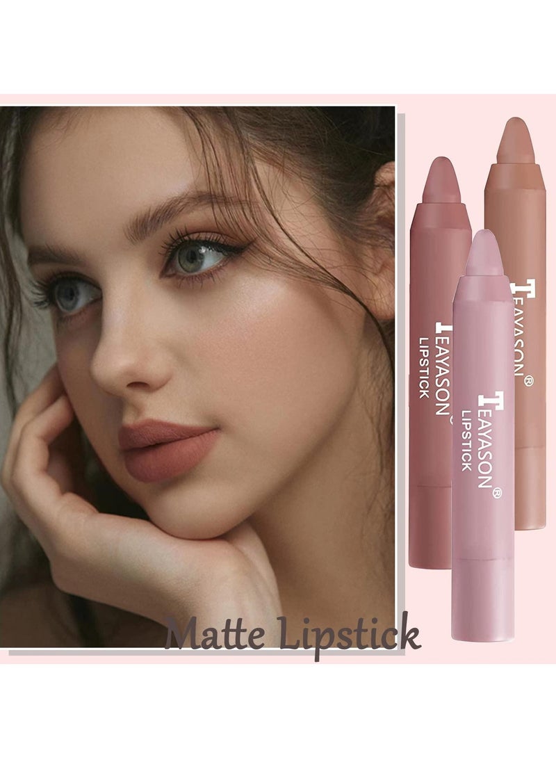 TEAYASON - Liquid Matte Lipstick, Velvet Air Moisture Smooth Crayon Lip Stain, 24 Hour Superstay Natural Nude Lipstick, Long Lasting Waterproof Lip Gloss Lipstick For Women, (Three-pack Set D) - Image 1