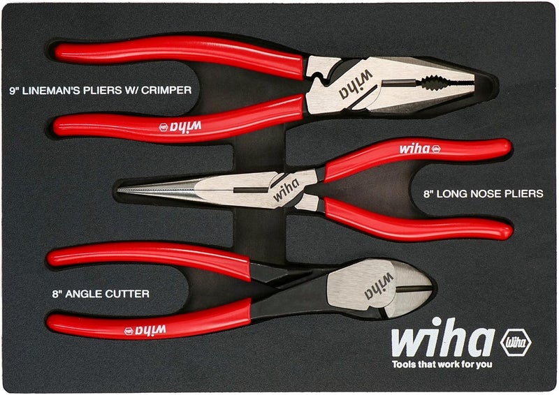Wiha 34680 3 Piece Classic Grip Pliers and Cutters Tray Set - Image 1