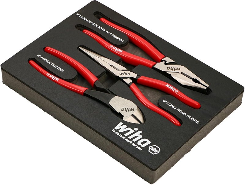 Wiha 34680 3 Piece Classic Grip Pliers and Cutters Tray Set - Image 2