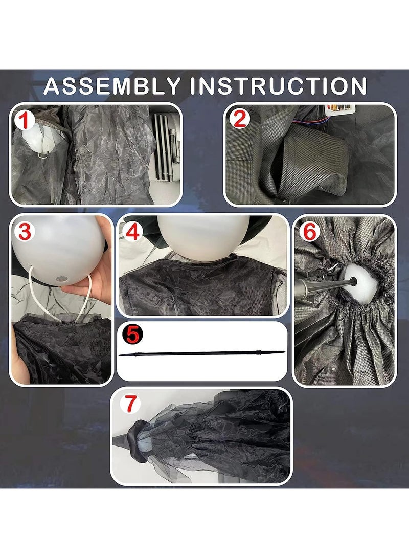 جورونب 4 عبوات من رؤوس الساحرات المضيئة متعددة الألوان مقاس 60 بوصة لتزيين الفناء، لافتة ساحة الساحرة بصوت مخيف (تنشيط صوتي) للمهرجانات في الهواء الطلق، الحديقة، الفناء، الحديقة، ديكورات المنزل المسكون - Image 4