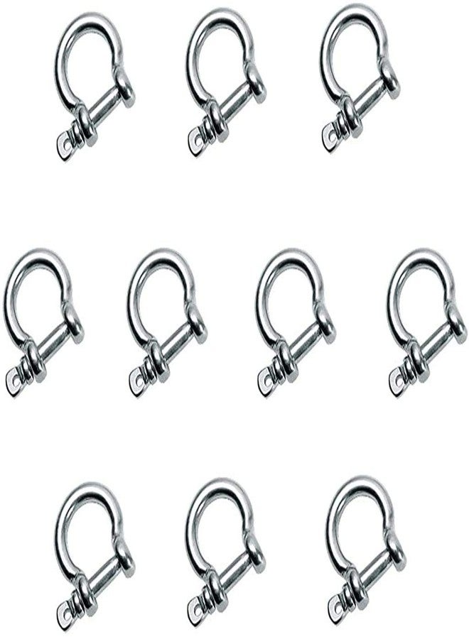 lasenersm 10 PCS M4 Stainless Steel Bow Shackle 5/32" (4mm) Forged Anchor Bow Shackle with Screw Pin for Paracord Jewelry Marine, Silver Color