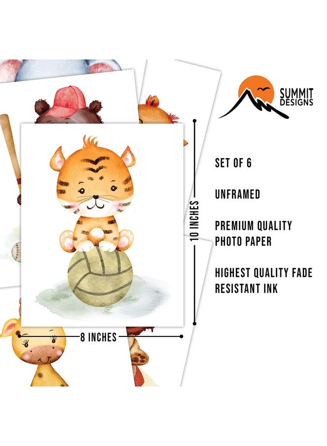 Summit Designs Safari Animal Prints Nursery - Animal Nursery Wall Art, Safari Kids Prints - Baby Decor, Boys Wall Art - Jungle Sports Themed Zoo - Set Of 6 (8x10) - Image 2