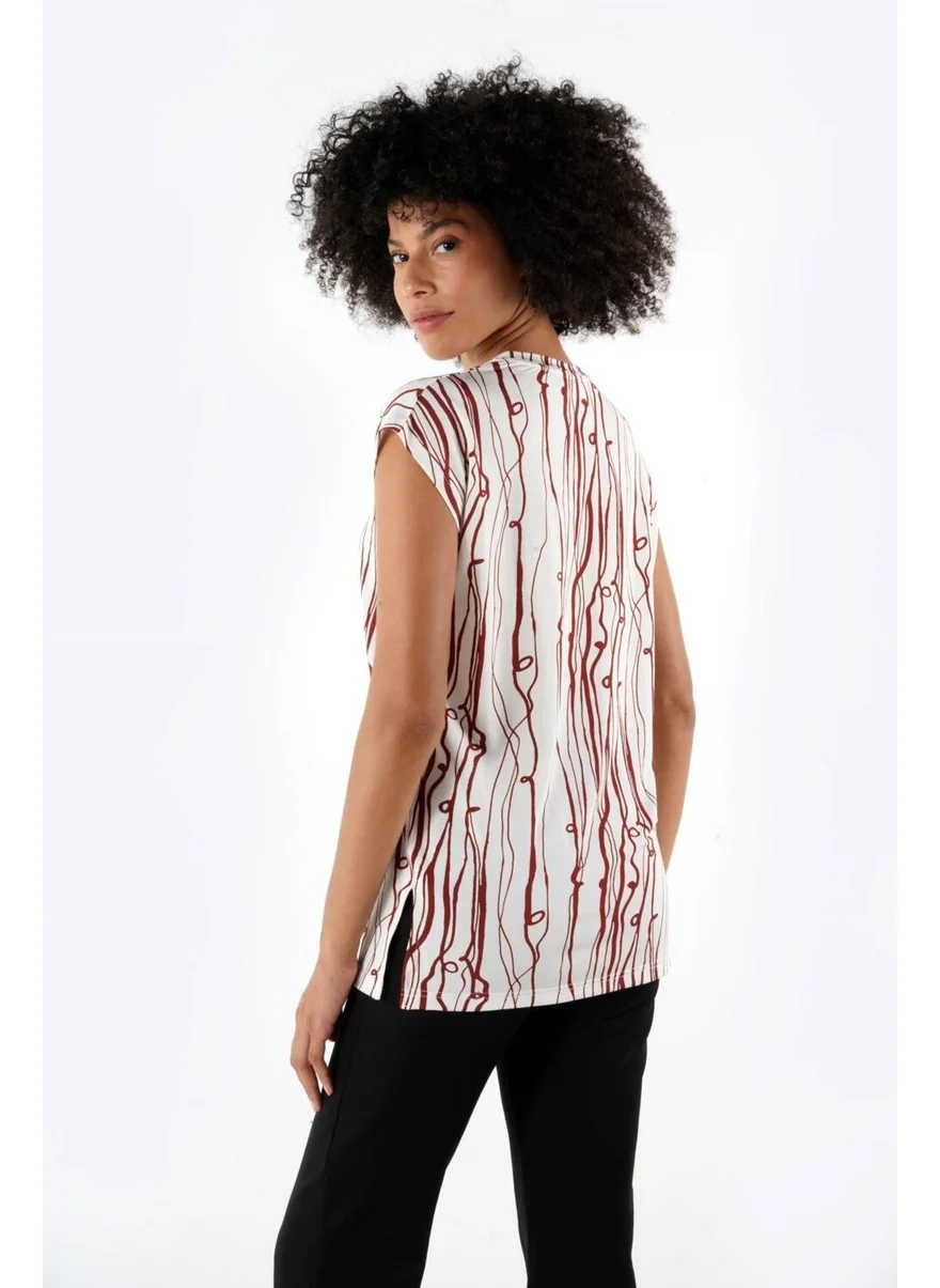 Alexander Gardi Slit Patterned Blouse (B24-1659)