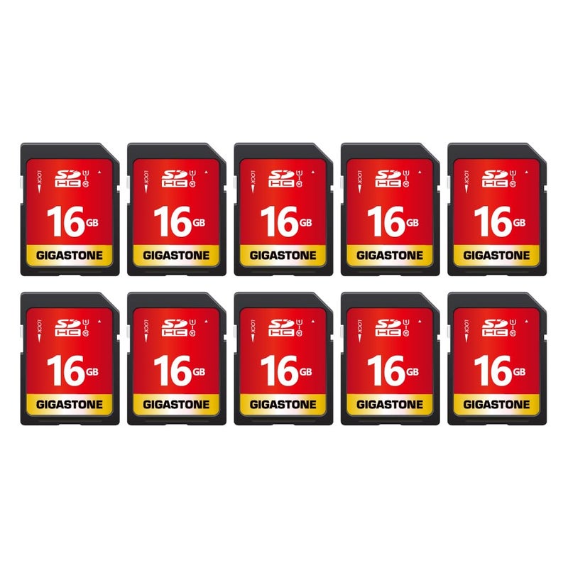 GIGASTONE 16GB SD Card 10Pack UHSI U1 Class 10 SDHC Memory Card High Speed Full HD Video Compatible with Digital Camera SPYPOINT TACTACAM WOSPORTS Trail Camera with 10 Mini Cases - Image 2