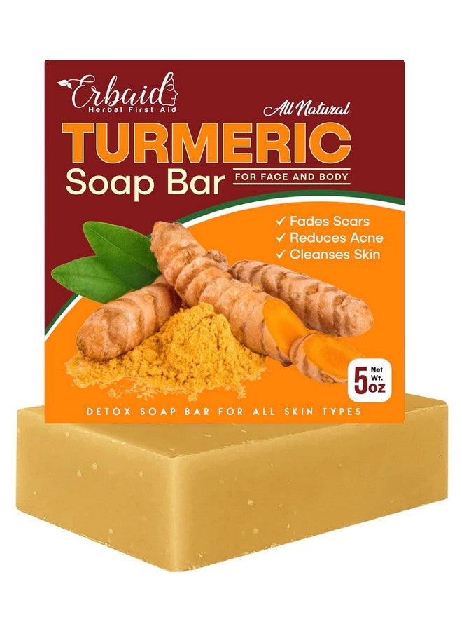 Erbaid Natural Turmeric Soap Bar For Face & Bodyturmeric Skin Brightening Soap For Dark Spots Intimate Areas Underarmsturmeric Face Wash Reduces Acne Fades Scars & Cleanses Skinmade In Usa - Image 1