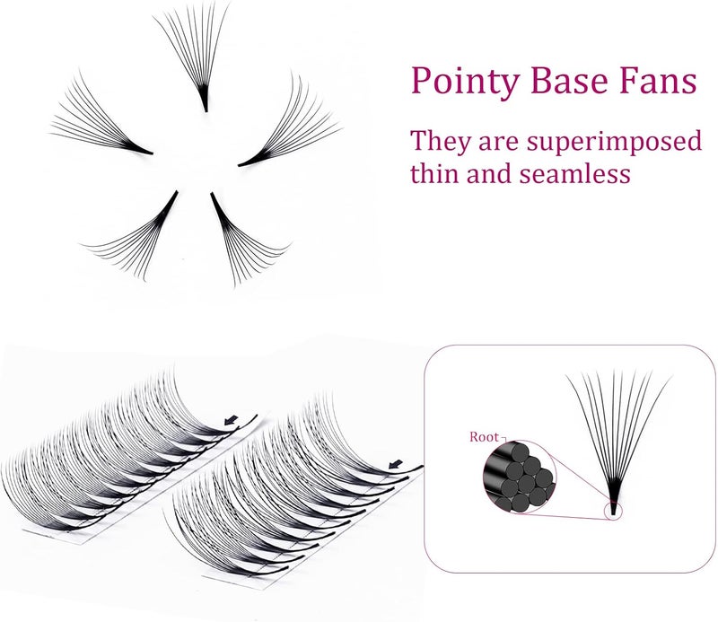 FADLASH Lash Extension 10D Premades D Curl 0.07 14mm Premade Volume Eyelash Extensions Short Stem Volume Lashes Extension Supplies (10D-0.07-D, 14mm) - Image 2