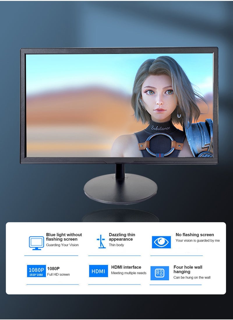 FlashHawk 22 Inch IPS 1080P 75Hz Refresh Rate  Monitor with HDMI and VGA for Home and Office Black  - Image 2