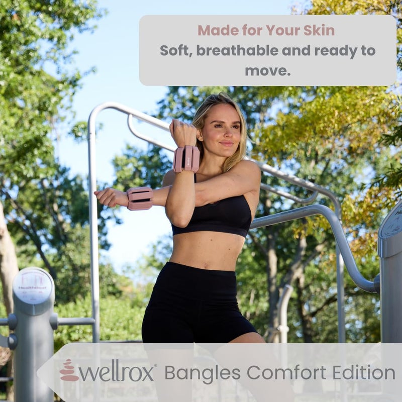 Wellrox Weighted Bangles Comfort Edition - 2.4lb (1.2lb Each Wrist Weight) Adjustable Ankle and Wrist Weights for Women & Men - Arm Weights For Walking, Pilates & Yoga - Image 4