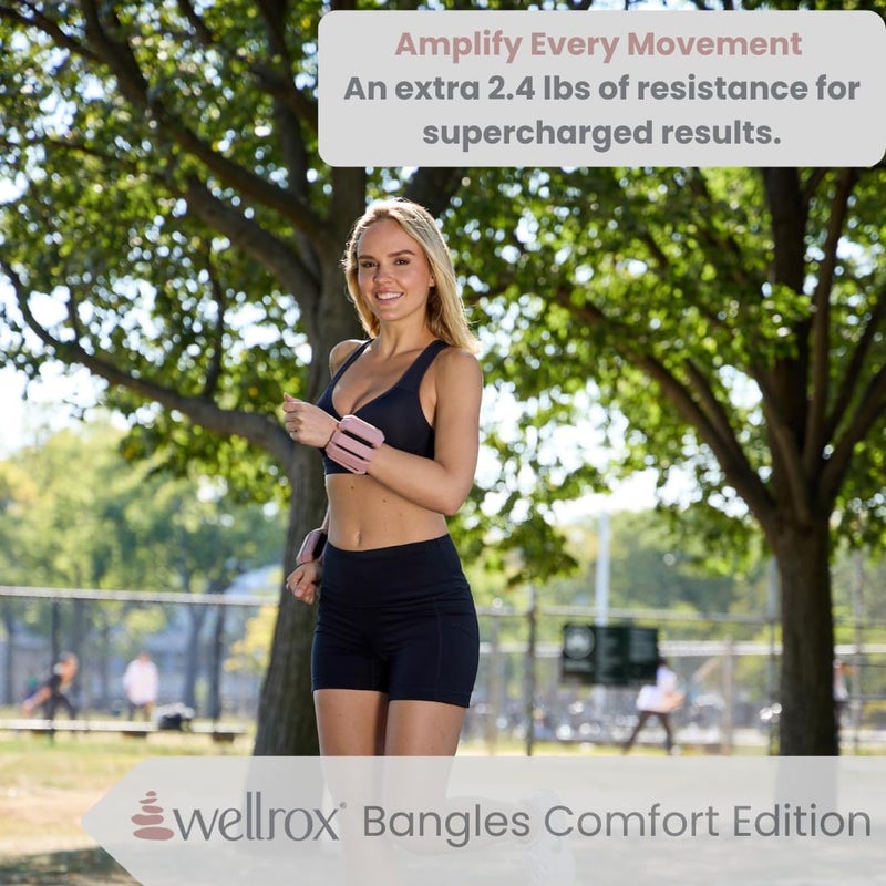 Wellrox Weighted Bangles Comfort Edition - 2.4lb (1.2lb Each Wrist Weight) Adjustable Ankle and Wrist Weights for Women & Men - Arm Weights For Walking, Pilates & Yoga - Image 2