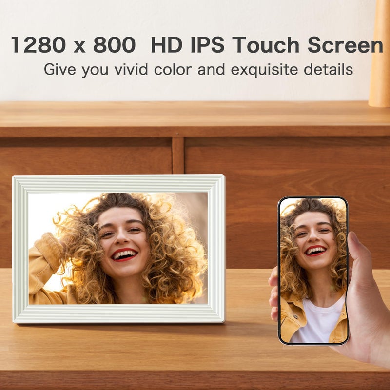 Pastigio Frameo WiFi Digital Picture Frame, Birthday Gifts for Women, 10.1 Inch 1280 * 800IPS Touch Screen Digital Photo Frame, 32GB Memory, Auto-Rotate, Share Picture Video, Birthday Gift for Mom, Dad, Wife - Image 3