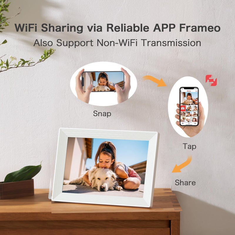 Pastigio Frameo WiFi Digital Picture Frame, Birthday Gifts for Women, 10.1 Inch 1280 * 800IPS Touch Screen Digital Photo Frame, 32GB Memory, Auto-Rotate, Share Picture Video, Birthday Gift for Mom, Dad, Wife - Image 4