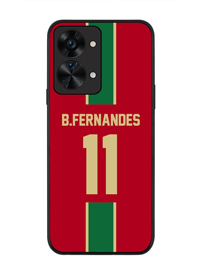 Stylizedd Rugged Black edge case for OnePlus Nord 2T Slim fit Soft Case Flexible Rubber Edges Anti Drop TPU Gel Thin Cover - Football Team - Portugal Player Name - B.Fernandes - Image 1