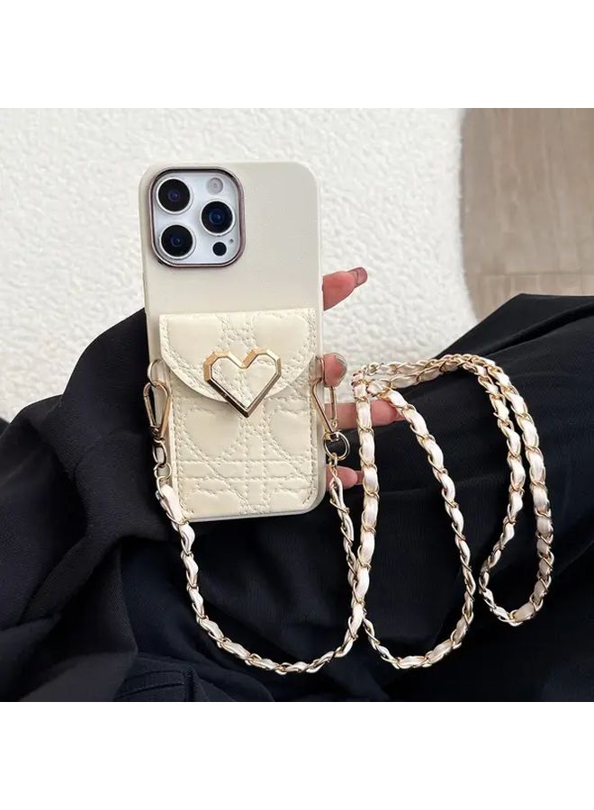 Black Plaid Heart Button Phone Crossbody Bag Compatible with iPhone 14 Stylish Durable Fabric Case - Image 2