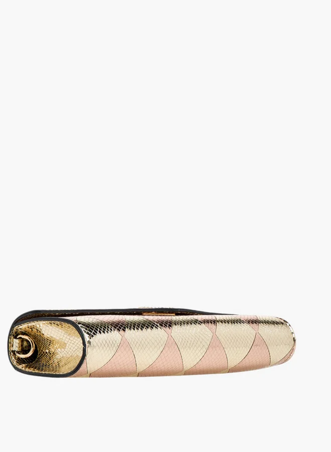 ELLE Metallic Textured Crossbody Bag with Detachable Strap and Magnetic Button Closure