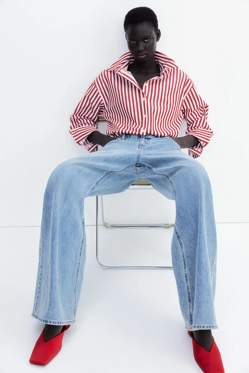 اتش اند ام قميص من البوبلين