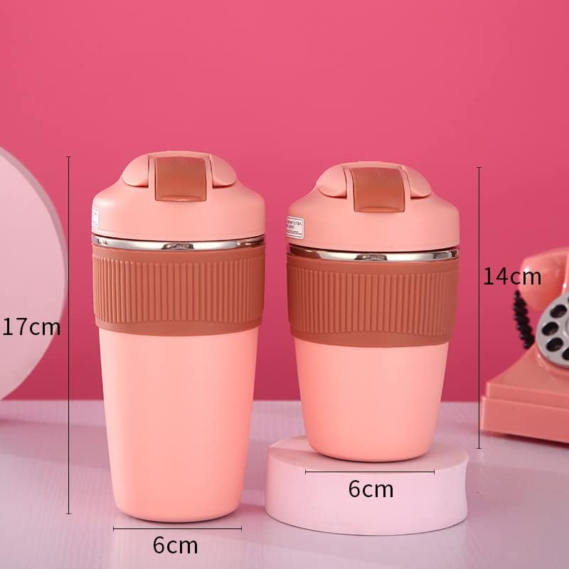 MustHome Satinless Steel Coffee Mug with lid Travel Mug Peach 500ml Pack of 1 Travel Mug with 2in1 Lid, Anti-Slip Silicone Band, ECO-Friendly & Leak-Proof Travel Cup Reusable Sipper Hot Cold | Birthday/Anniversery gift for boyfriend girlfriend | gifts for women | Gifts for men/ employees,girls, boys | Mothers Day Gifts for Mom - Image 3