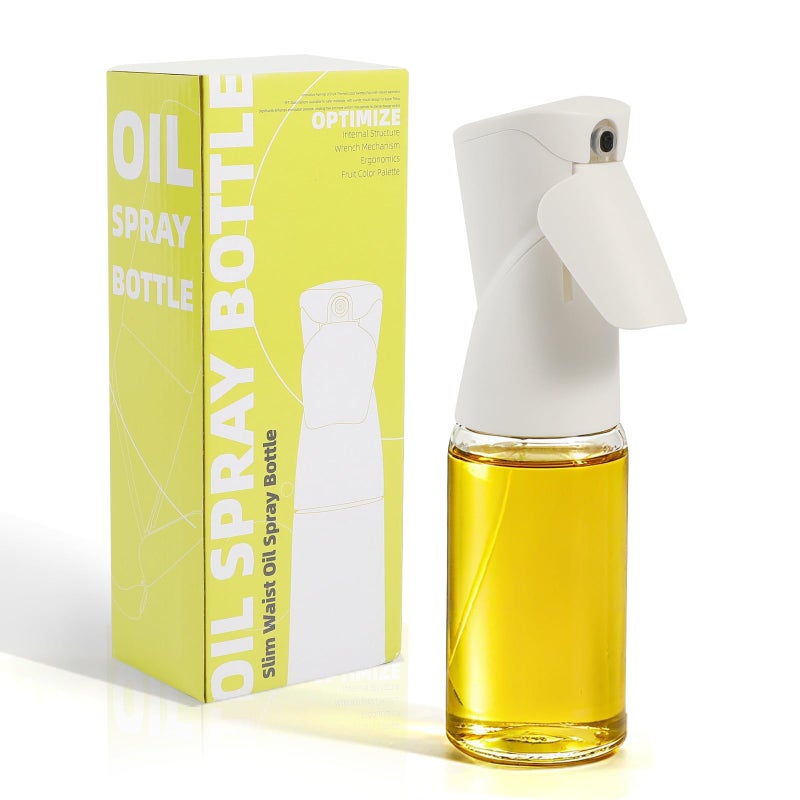 Shineforu Oil Sprayer for Cooking, Upgraded 7.4oz Olive Oil Sprayer Mister, Large Olive Oil Spray Bottle for Air Fryer, Salads, BBQ & Kitchen, Professional Oil Sprayer with Even Mistï¼ˆWhiteï¼‰ - Image 1