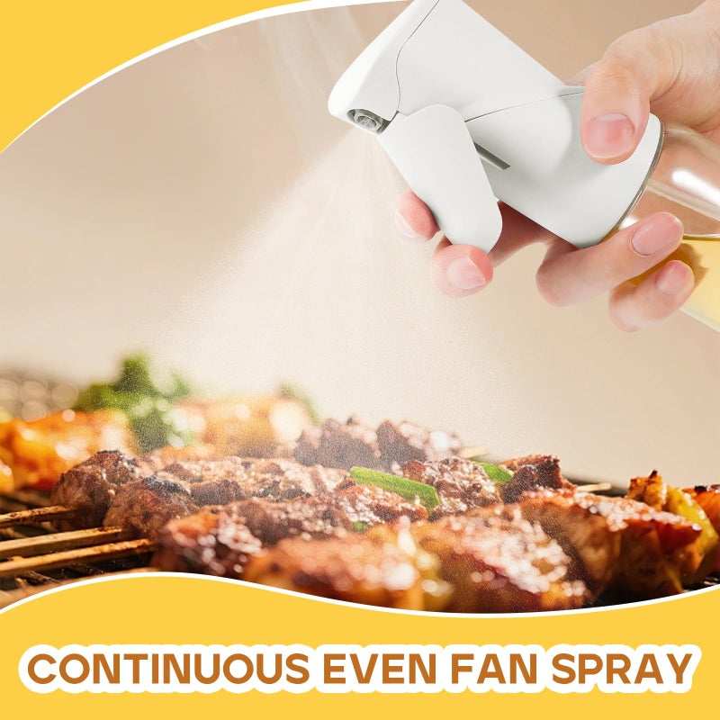 Shineforu Oil Sprayer for Cooking, Upgraded 7.4oz Olive Oil Sprayer Mister, Large Olive Oil Spray Bottle for Air Fryer, Salads, BBQ & Kitchen, Professional Oil Sprayer with Even Mistï¼ˆWhiteï¼‰ - Image 2