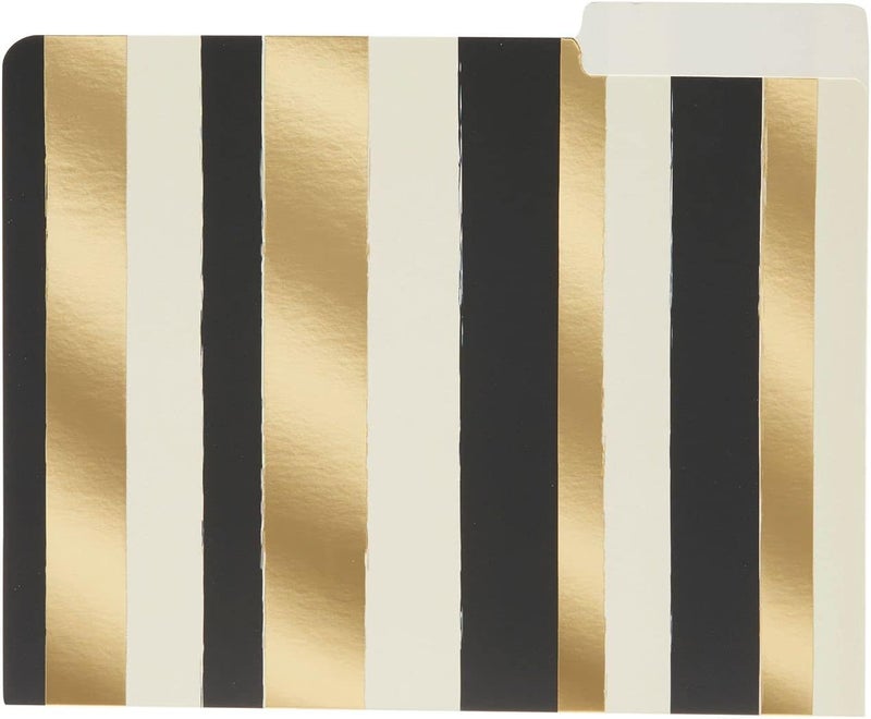 Paper Junkie مجلدات ملفات ملونة - 11.5 × 9.5 بوصة، هندسية ذهبية، 12 حزمة - مجلدات مانيلا مع علامات قطع 1/3 لخزانة الملفات - ملحقات المكتب اللطيفة والضرورية - Image 3