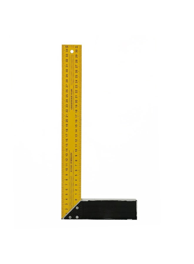 ديفاونز مسطرة زاوية مربعة على شكل حرف L شديدة التحمل مقاس 35 سم - مربعة الشكل مصنوعة من الفولاذ المقوى بمقبض خفيف الوزن من الألومنيوم - أداة قياس زاوية 90 درجة للنجار، والتأطير، والمشاريع المنزلية - Image 3