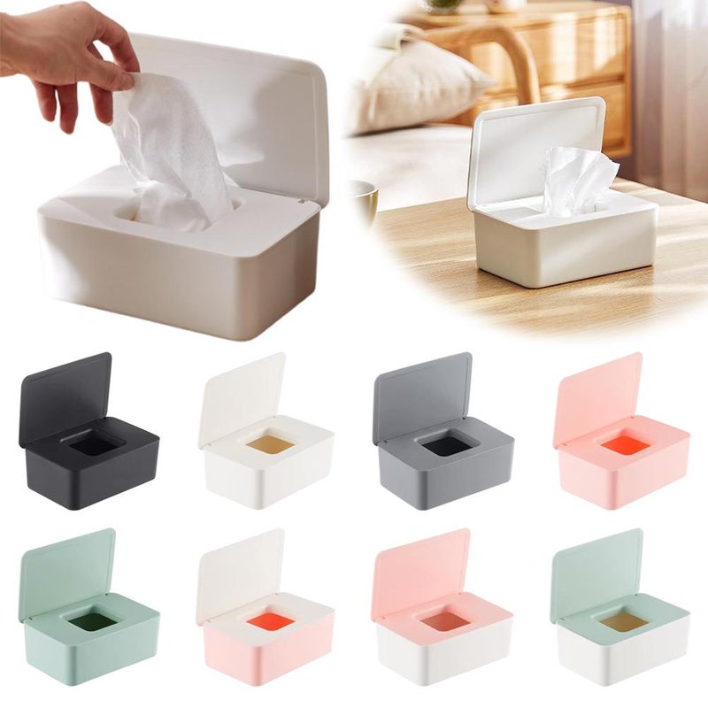 Mask box with lid, wet wipe box, tissue box, household dustproof desktop sealed wet wipe box storage box - Image 2
