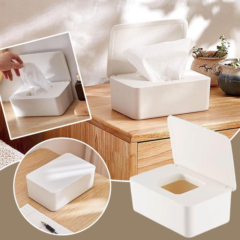 Mask box with lid, wet wipe box, tissue box, household dustproof desktop sealed wet wipe box storage box - Image 4