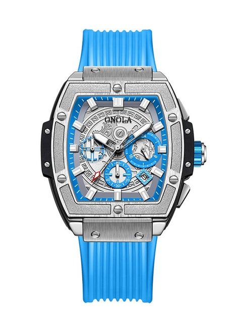 ​​ONOLA Men's Multifunction Quartz Watch - Silver-Tone Case with Blue Dial, 50M Water Resistance, Modern Business Sport Style, Perfect for Office Wear, Business Casual & Social Events​​