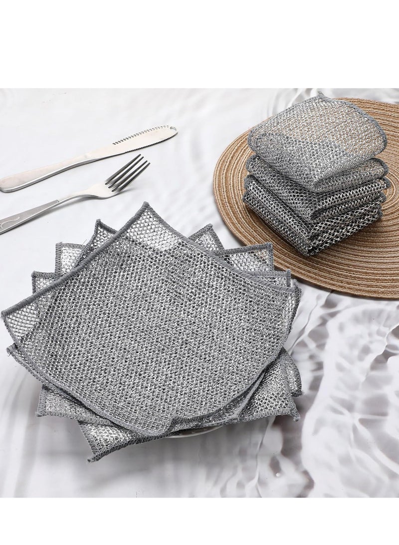 قطعة من قماش غسل الأطباق السلكية متعددة الأغراض  لتنظيف الأطباق القابل لإعادة الاستخدام، مناشف أطباق خالية من الوبر للمطبخ قطعة واحدة - Image 3