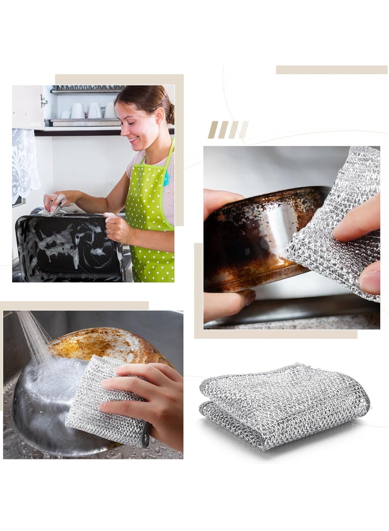 قطعة من قماش غسل الأطباق السلكية متعددة الأغراض  لتنظيف الأطباق القابل لإعادة الاستخدام، مناشف أطباق خالية من الوبر للمطبخ قطعة واحدة - Image 5