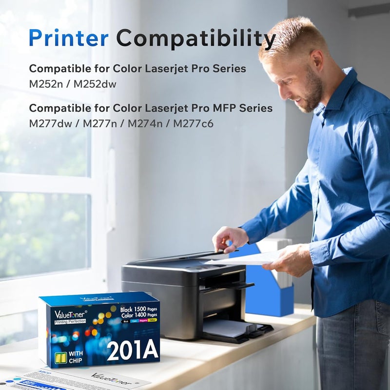 Valuetoner Compatible Toner Cartridge Replacement for HP 210A Toner Cartridges 4 Pack for HP 201X for Color Laserjet Pro MFP M277dw M252dw M277c6 M277n M277 M252n Printer (Black Cyan Magenta Yellow) - Image 2
