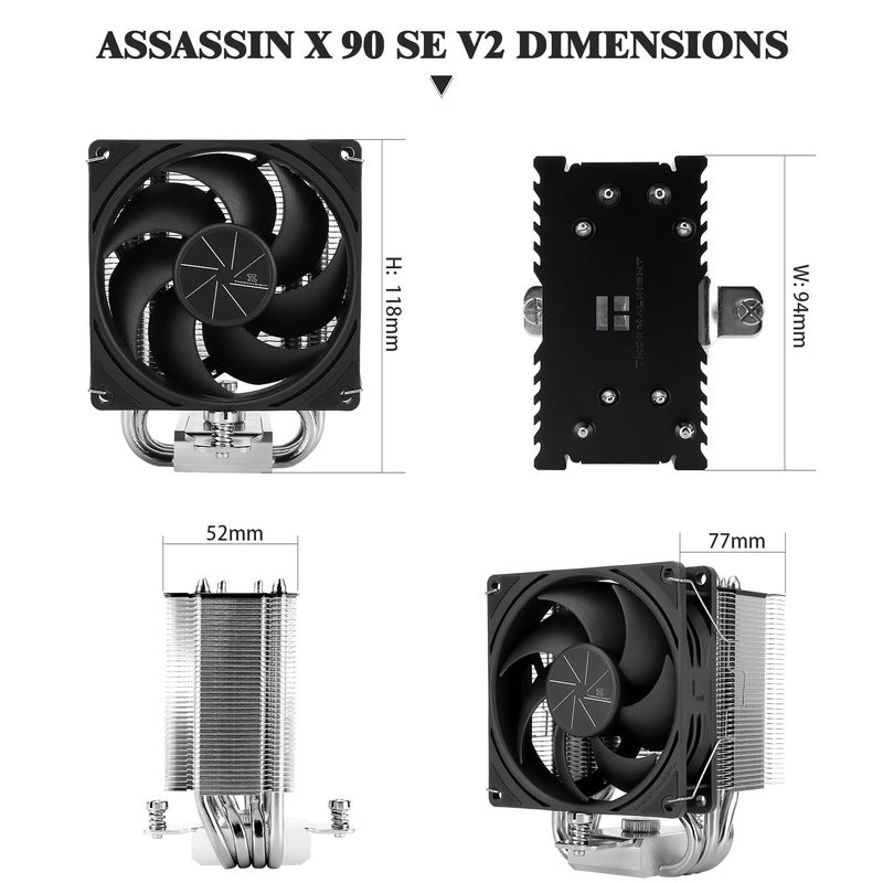 Thermalright Assassin X 90 SE V2 CPU Cooler, 92mm PWM Quiet Fan CPU Air Cooler, Support Intel Lga1700/1150/1151/1200,AMD AM4 AM5, Computer Cooler(AX90 SE V2) - Image 5
