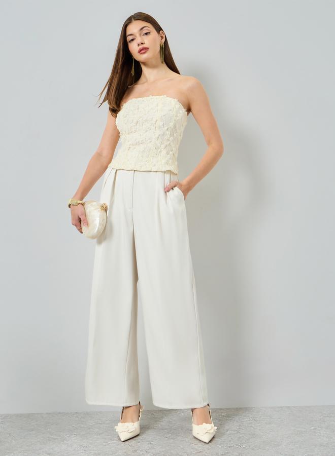 Styli Cream Floral Applique Corset Top - Image 2
