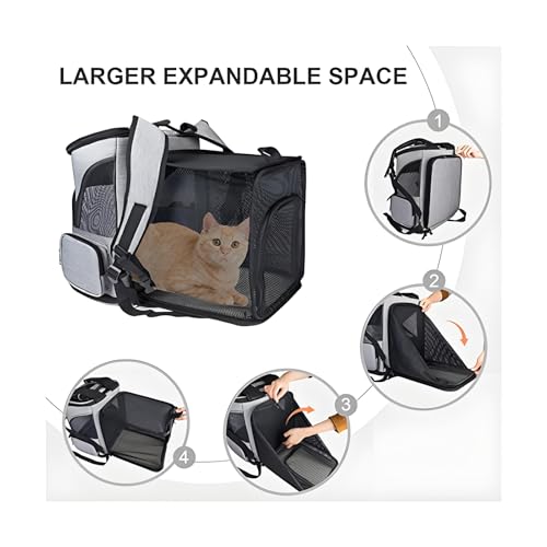 Miaoaws Expandable Cat Backpack Carrier – Airline Approved Pet Carrier for Small Cats Dogs Up to 17 Lbs, Travel Backpack with Breathable Mesh for Outdoor Camping Hiking - Image 3