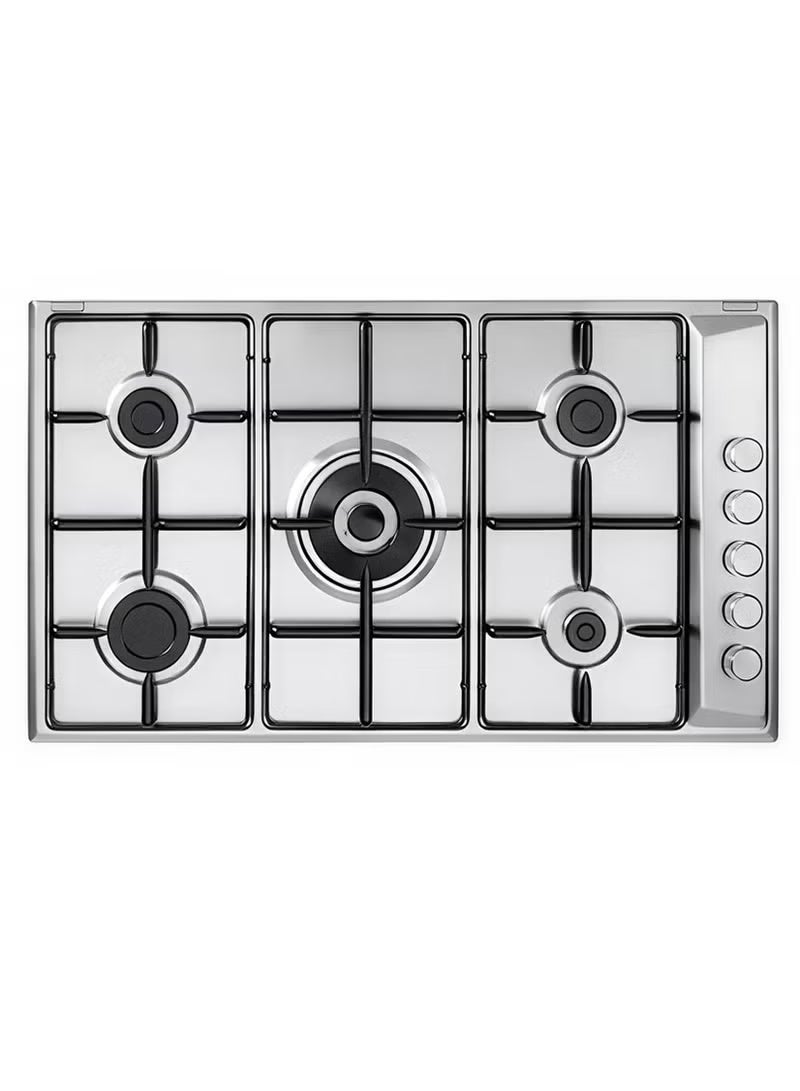 إلبا البا مسطح غاز 90 سم 5 شعلةحوامل ايناملد أستانلس ستيل EN90-544XD