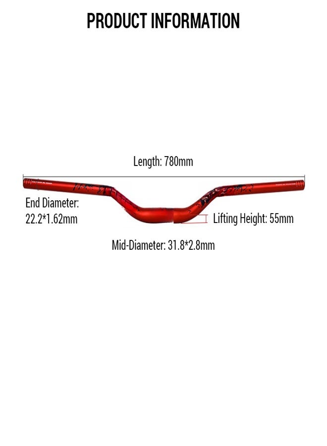 WAKE 31.8MM Mountain Bike Handlebar Aluminum Alloy Bicycle Riser Handlebar 55MM Rise 780MM Length Bicycle Bar with Matte Surface - Image 5