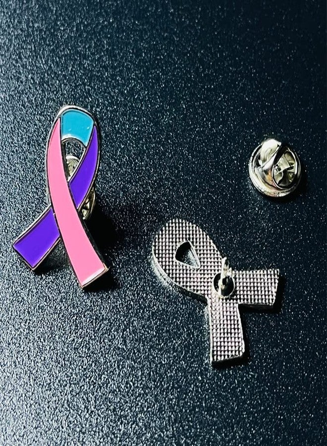 Alodidae 25pcs Pink Purple Teal Ribbon Pin Thyroid Cancer Awareness Products - Image 2