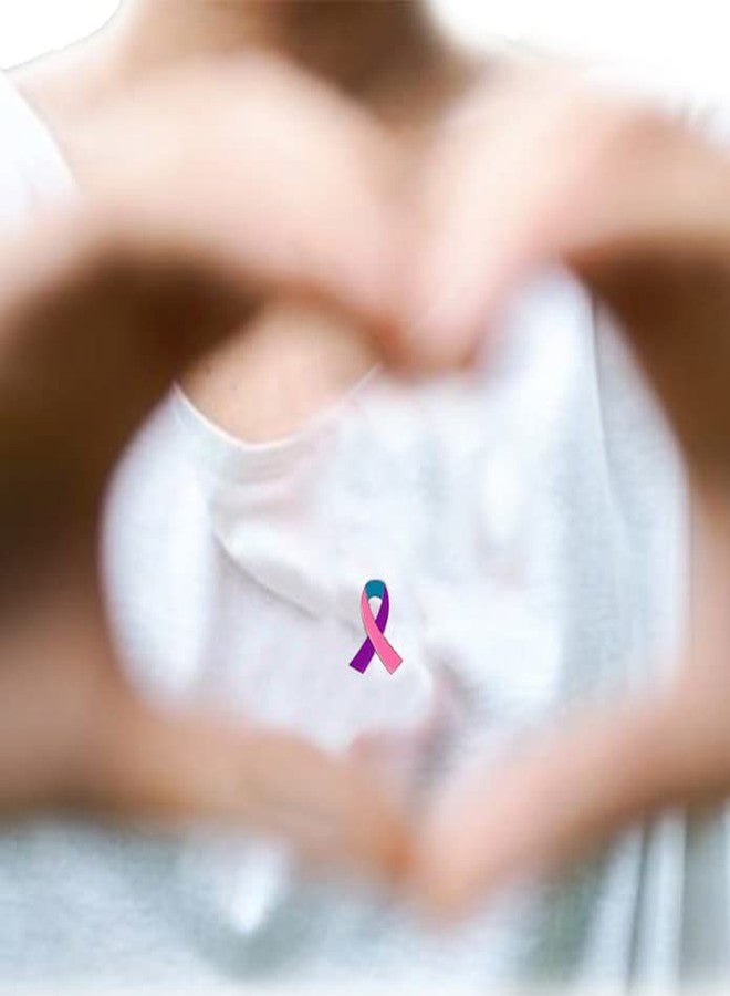 Alodidae 25pcs Pink Purple Teal Ribbon Pin Thyroid Cancer Awareness Products - Image 3