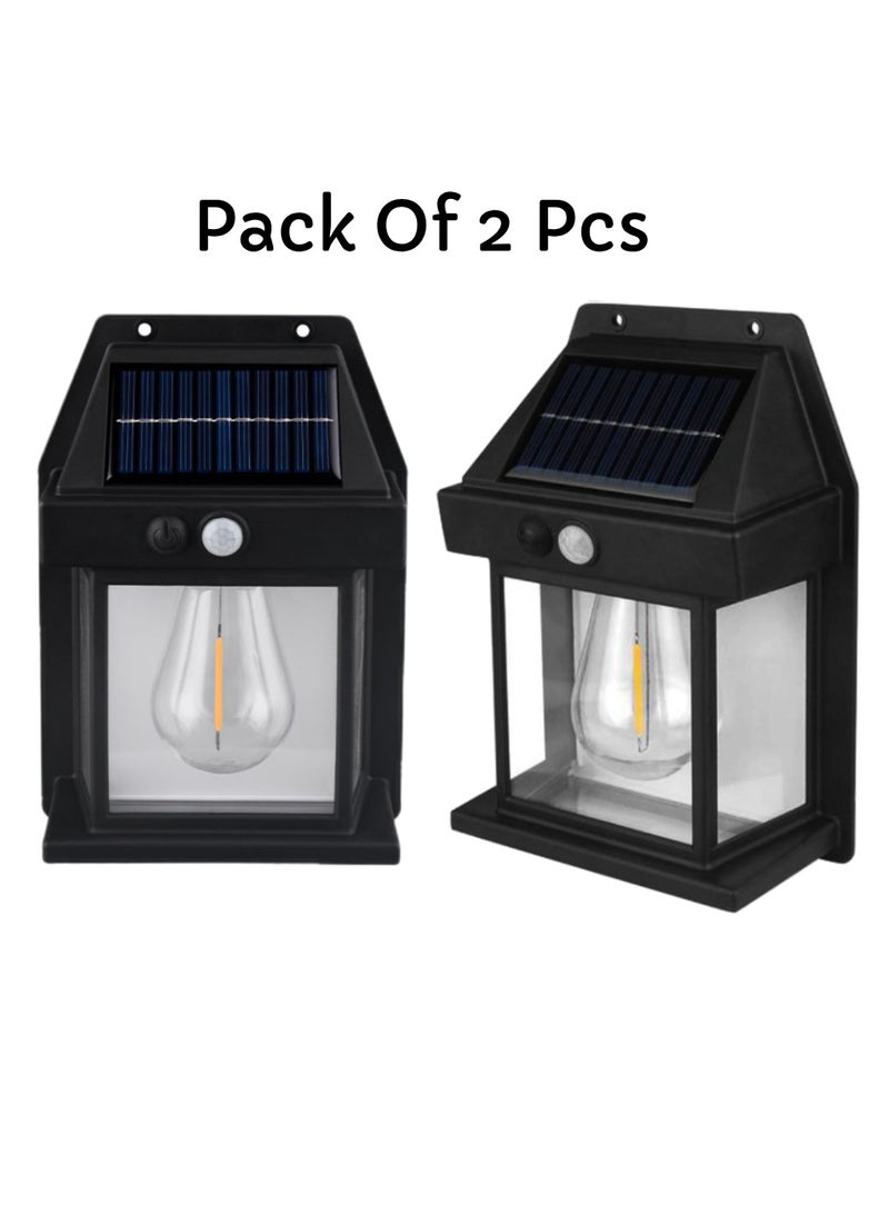 Yuwell Pack Of 2 Pcs Solar Outdoor Light Solar Motion Sensor Security Lights With 3 Lighting Modes Wireless Solar Wall Lights Waterproof Solar Light Bulb Lights For Garden Home And Garage Use Black  - Image 1