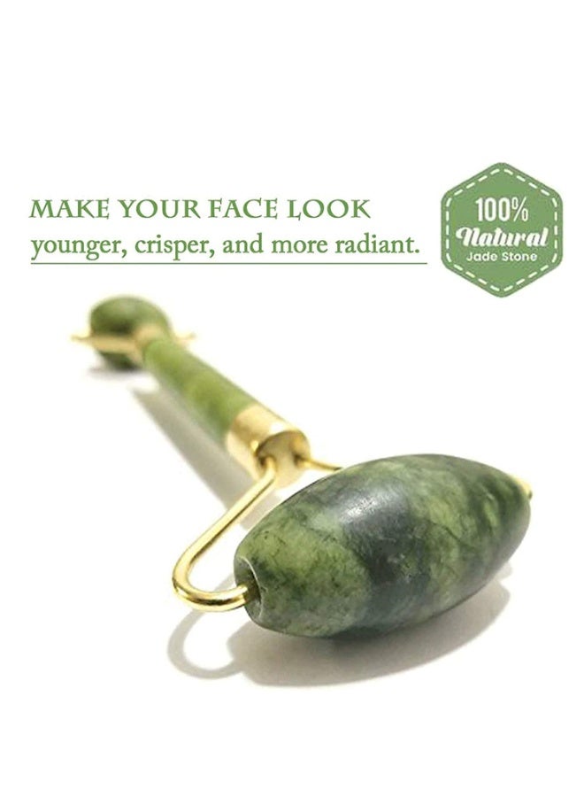 Jade Roller Set (Pack of 2) for Facial, Eye, Neck & Body Massage , Natural Anti Wrinkle & Anti Aging Skincare Tool for  Skin Rejuvenation and Anti Aging Skin Care Too - Image 2