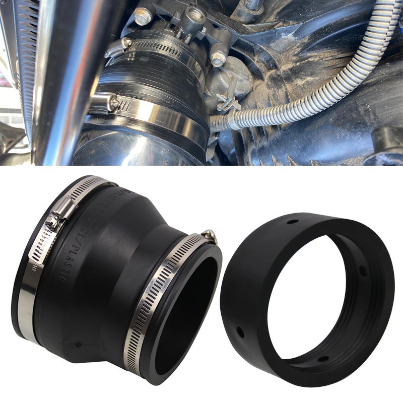 RULLINE 4 to 3 Black PVC Reducer Coupler Gate Valve Bushing with 2pcs Clamps RV Plumbing Fittings PVC Pipe Coupler Adapter RV Sewer Connection - Image 3