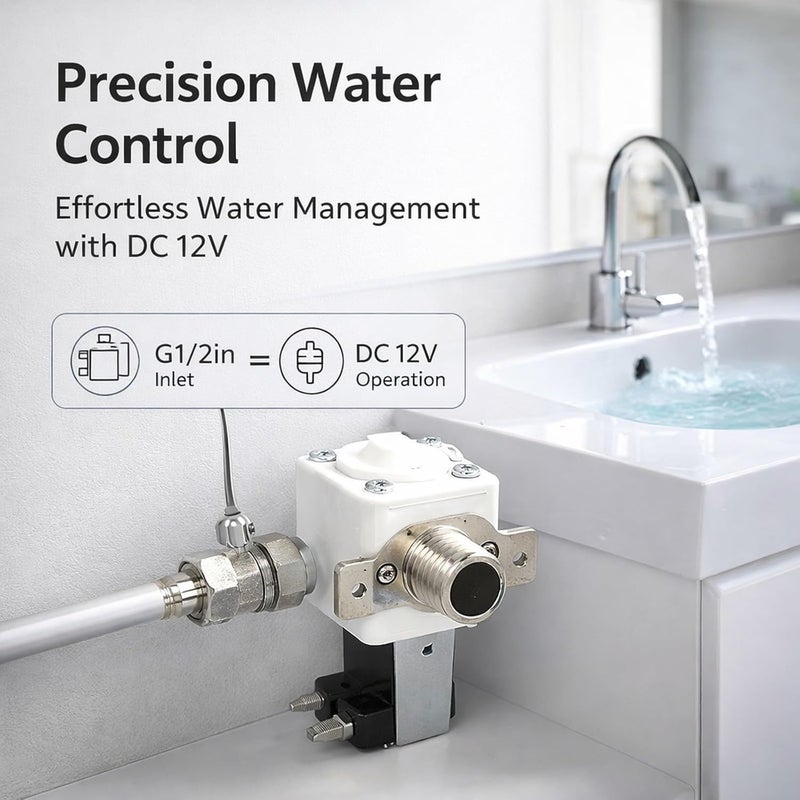 Water Heater Inlet Valve G1 / 2in Brass Coil PC Housing DC12V Electric Solenoid Valve - Super Sealing & Easy Installation for Reliable Water Flow Control - Image 2