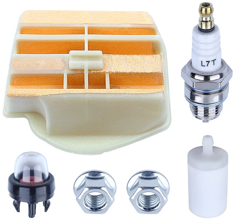 Adefol Chainsaw Air Filter Tune Up Kit For Husqvarna 450 Rancher 450 e II 445E II, 450 Rancher Air Filter with Fuel Filter Spark Plug Primer Bulb Bar Nut Parts for 531309681 544080803 503443201