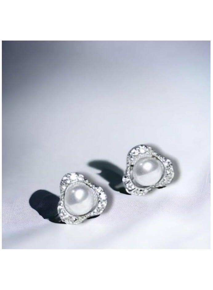 بونكا مجموعة أقراط بونكا الأنيقة للفتيات والنساء تستحقها كل امرأة  بريما حلق اللؤلؤ الفضي - Image 2