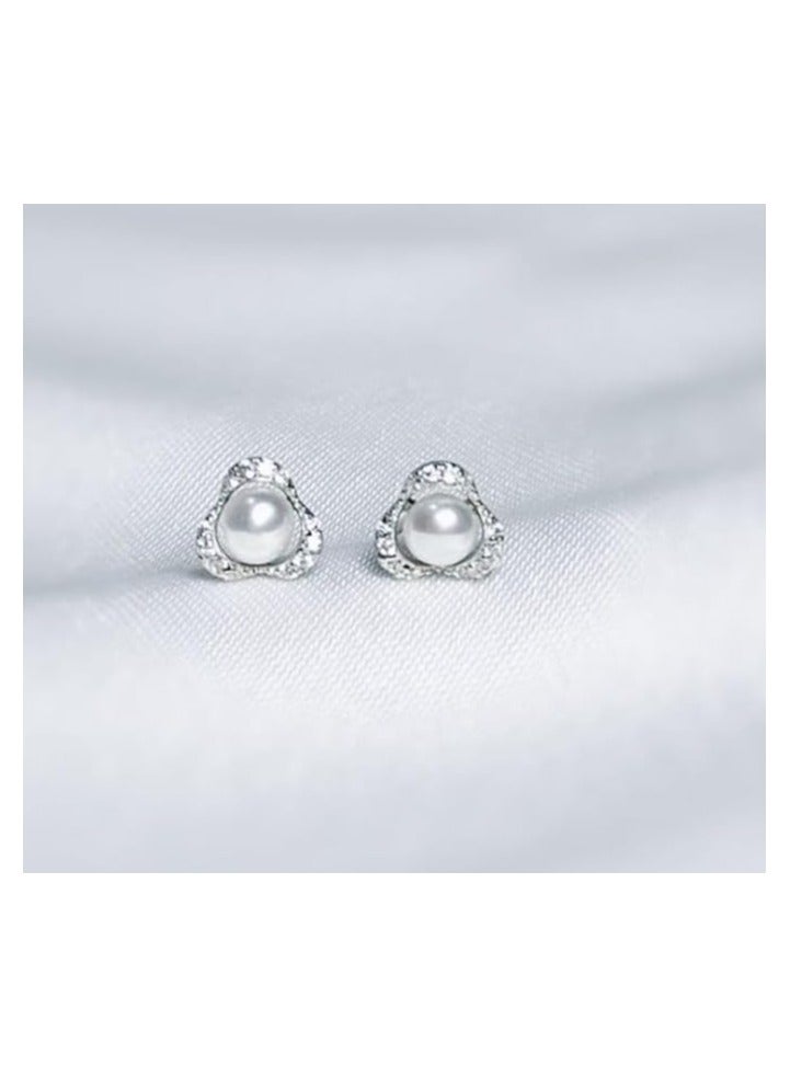 بونكا مجموعة أقراط بونكا الأنيقة للفتيات والنساء تستحقها كل امرأة  بريما حلق اللؤلؤ الفضي - Image 4