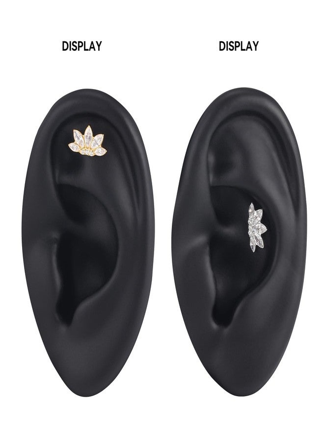 Humorrap Cartilage Earrings Stud 16G 8mm, ASTM F136 Titanium Flower Flatback Stud for Tragus Helix Conch Labret, Body Piercing Jewelry, Hypoallergenic, Push in - Image 2